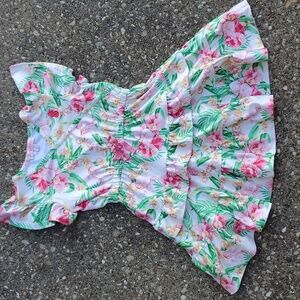 Tommy Bahama Pink Green Flower Layer Dress Girls 2T Toddler Summer